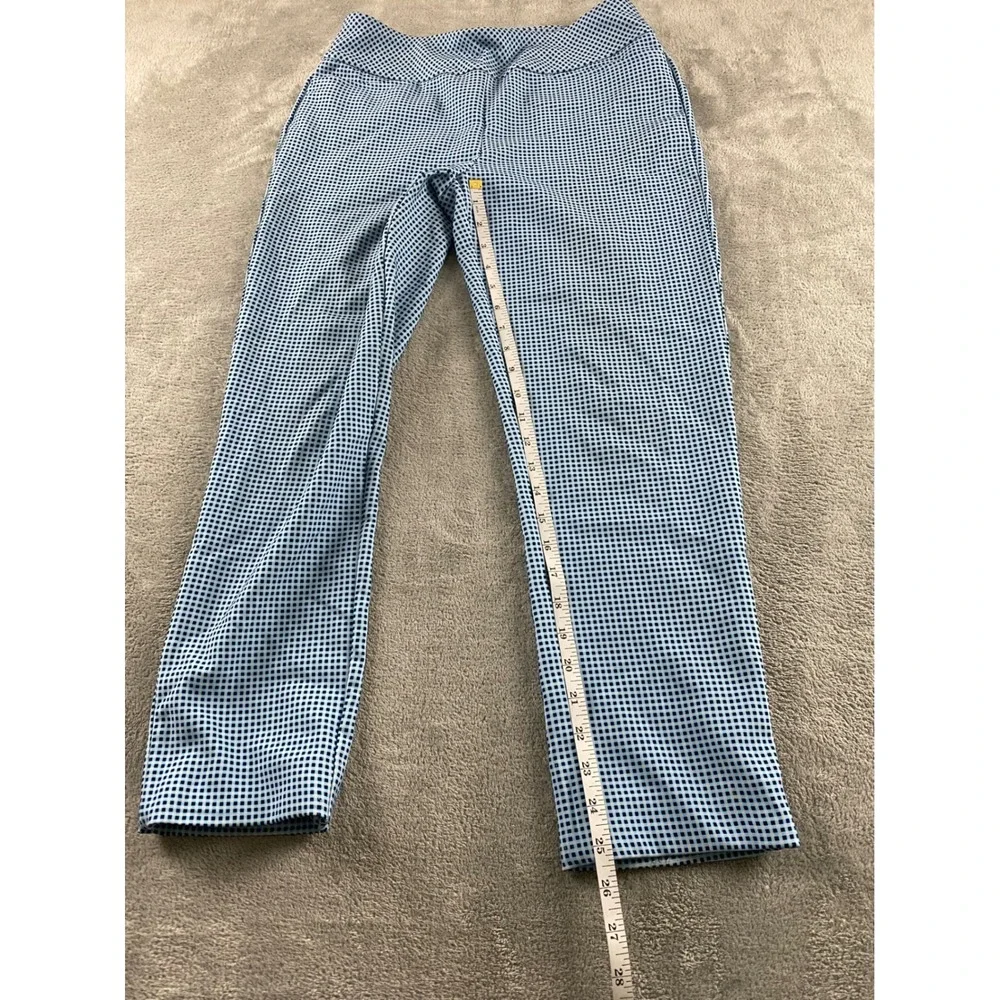 Acegole Womens Blue Gingham Golf Pants Straight Leg Pull On Trousers Size Medium